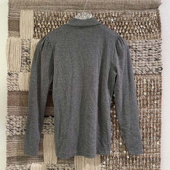 🩶🩶 NWT J Crew gray sparkly puff-sleeve turtleneck tissue tee sz S - Picture 4 of 6